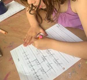 Child practicing handwriting